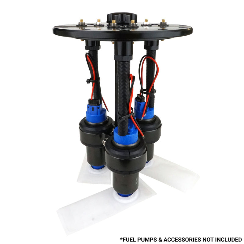 PFEFCA003-1 proflow Triple Fuel Pump Hanger, Mounts 39mm & 46mm Fuel Pumps, 170mm PCD, Billet Aluminium, Black Anodised - SS Racetech Rods & Customs