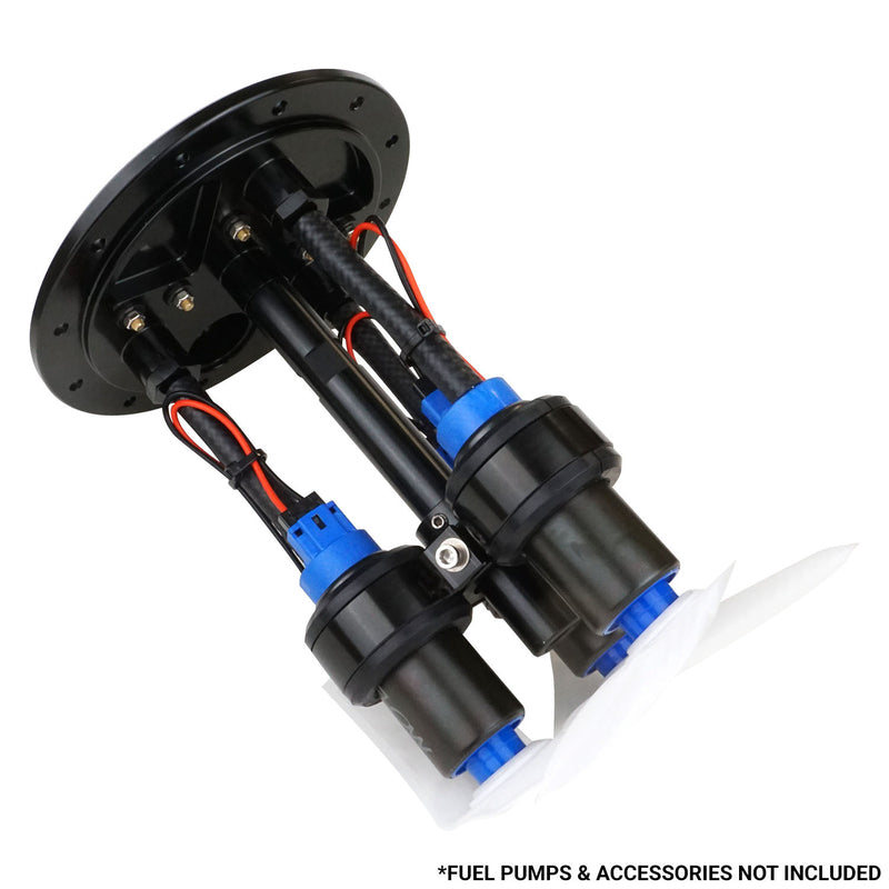 PFEFCA003-1 proflow Triple Fuel Pump Hanger, Mounts 39mm & 46mm Fuel Pumps, 170mm PCD, Billet Aluminium, Black Anodised - SS Racetech Rods & Customs