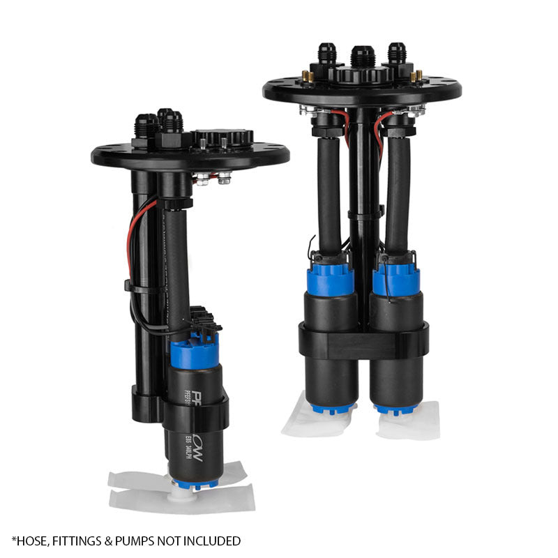 PFEFCA003 Proflow Dual Fuel Pump Hanger, Mounts 39mm Fuel Pumps, 120.5mm PCD, Billet Aluminium, Black Anodised - SS Racetech Rods & Customs