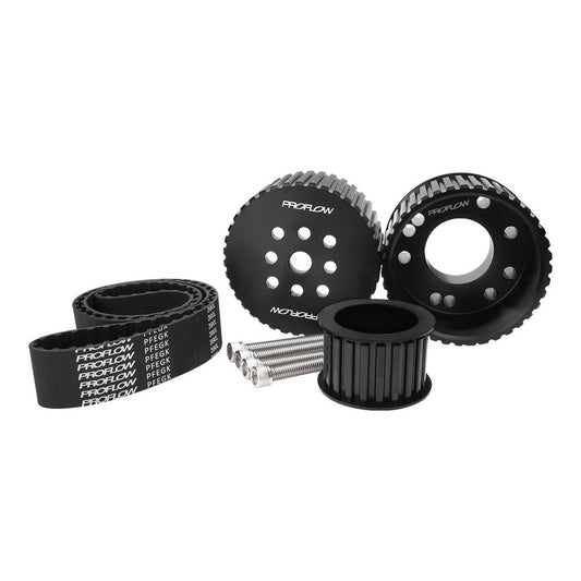 PFEGK80254BK Proflow Pulley Kit, Billet, Gilmer Drive, belt For Ford Windsor 302 351W 289 302 351, Black - SS Racetech Rods & Customs