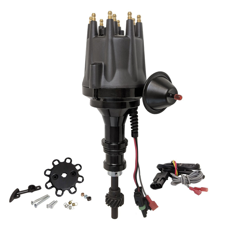 PFEID410R Proflow Distributor, Billet Black Ready-to-Run, Vacuum Advance, For Ford 289, 302 Windsor