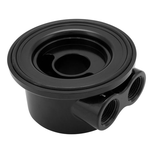 PFEOS-OB2010 Proflow Universal Oil Filter Sandwich Adaptor, Ford & Chev, 90 Deg, AN8 ORB Ports, Billet Aluminum, Black - SS Racetech Rods & Customs