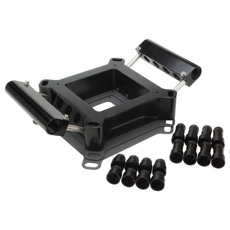 PFETBP4150B Proflow Fuel Injection Conversion Plate Kit, Series II, 4150 & 4500, Billet Aluminium, Black, Universal