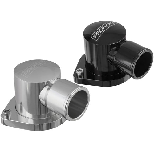 PFETH-808S Proflow Water Neck, For Holden Commodore LS1/LS2/LS3, 90 Degree, Swivel, Billet Aluminium, Silver Anodised - SS Racetech Rods & Customs