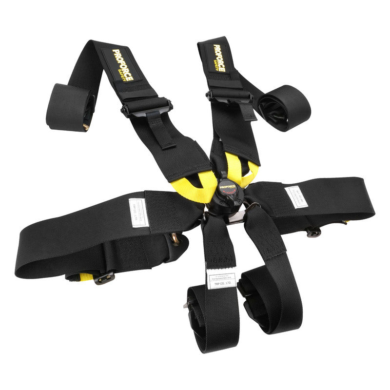 PFS-7000BK Proforce Racing Harness, SFI,FIA & CAMS Approved, 6 Point Camlock, Individual-Type, Bolt-In, Floor or Roll Bar Mount, Black, Each - SS Racetech Rods & Customs