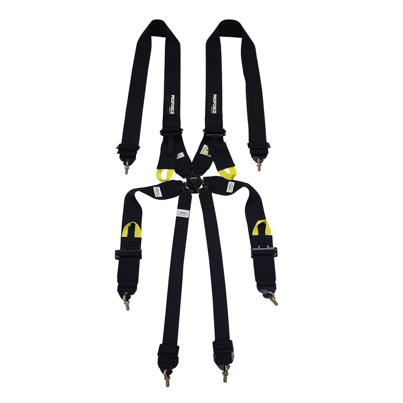 PFS-7000BK Proforce Racing Harness, SFI,FIA & CAMS Approved, 6 Point Camlock, Individual-Type, Bolt-In, Floor or Roll Bar Mount, Black, Each - SS Racetech Rods & Customs