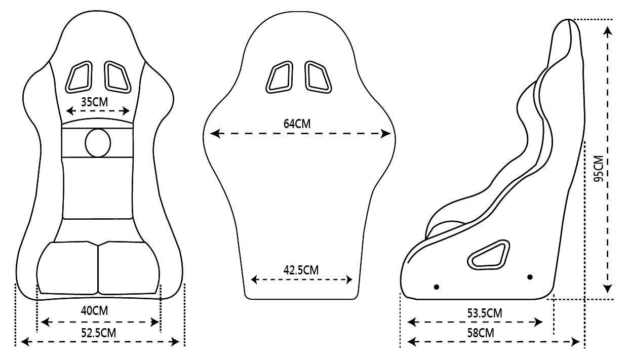 PFS-RTS800 Proforce Racing Seat, FIA, Highback Bucket, Glass Fiber Reinforce Plastic, Black Velour, Each