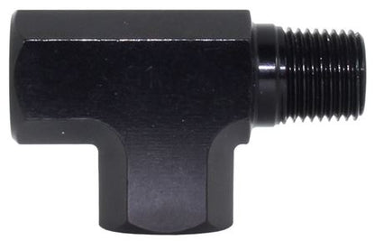 916-02-BLK 1/8_Fem tee Male on run - black - SS Racetech Rods & Customs