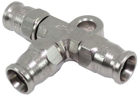 261-03-S -3 hose end tee with bracket - SS Racetech Rods & Customs