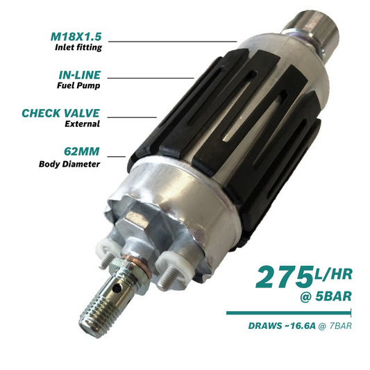 Bosch Fuel Pump, 044 Electric, 275 I/h @ 5Bar , External, Inline, Gasoline, Universal, Inlet 14mm x 1.5, Outlet 10mm x1.0 Each BOS0580464200 - SS Racetech Rods & Customs