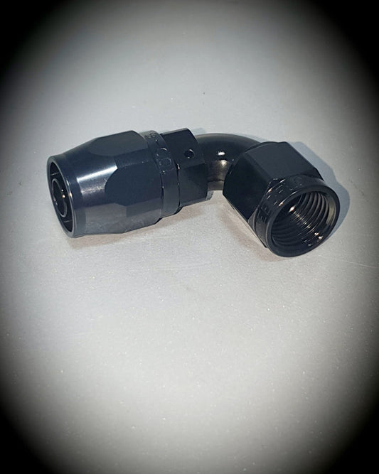 103-06-BLK -6 90 degree hose end black - SS Racetech Rods & Customs