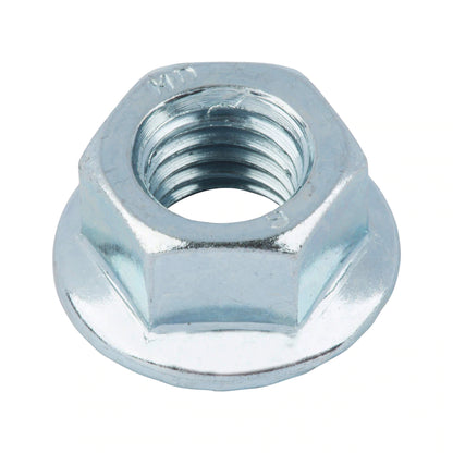 M8 SERRATED LOCKING NUT WITH LOCKING TEETH STEEL STRENGTH CLASS 8, ZINC-PLATED, BLUE PASSIVATED (A2K)