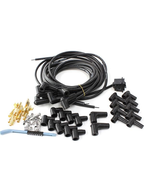 8.5mm Ignition Lead Kit - XPRO Spiral Core Black | 8-Cyl 90° Plug HEI/STD Cap | AF4030-31233 by SS Racetech Rods & Customs