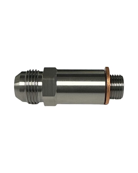 Dailey Engineering LS oil feed fitting for OEM engine block, 16mm thread to -10 flare. - SS Racetech Rods & Customs