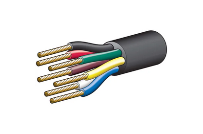 5872-100TC 5A 2.5MM 7 core trailer cable (per meter) Red, Green, Yellow, White, Brown with Black sheath by SS Racetech Rods & Customs