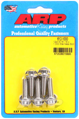 612-1000 ARP Stainless Steel Bolt Kit, 1.000" x 5/16-18 (5PK) 12pt