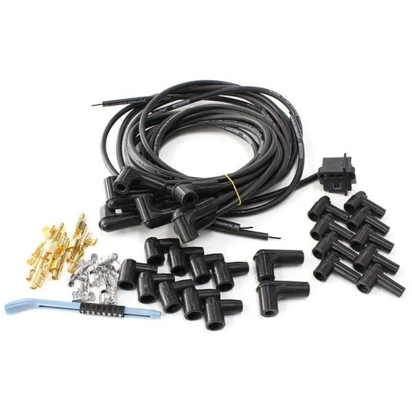 8.5mm Ignition Lead Kit - XPRO Spiral Core Black | 8-Cyl 90° Plug HEI/STD Cap | AF4030-31233 by SS Racetech Rods & Customs