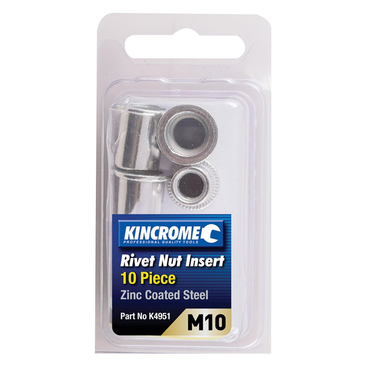 Rivet Nut Insert M10 (Zinc Coated Steel) - 10 Pack