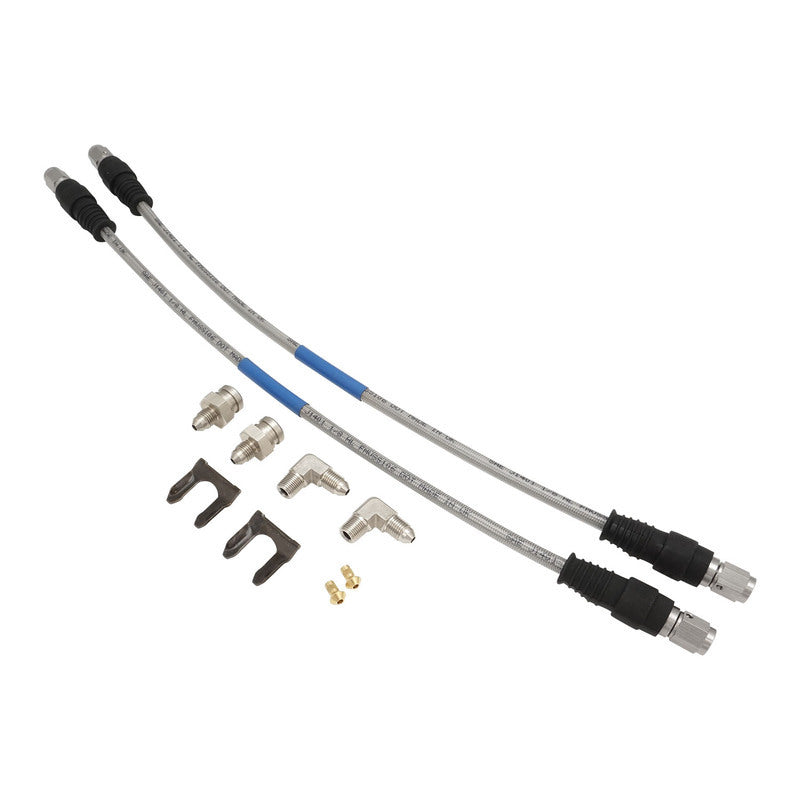 Proflow Brake Hose Kit, Stainless Steel Braided PTFE Hose, ADR App, Suit Wilwood Calipers, For Holden HQ-WB, Torana LC-UC Disc Front , Pair - PFE-BH2030-SS-KIT by SS Racetech Rods & Customs