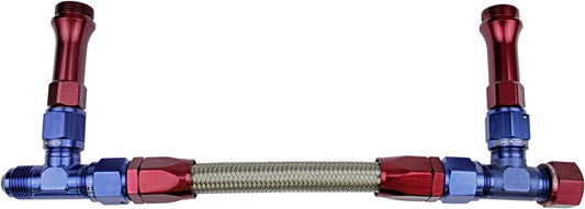 PFE162-08 Proflow Fuel Line kit, Holley 4500 -8 AN, Single Inlet, Swivel-Seal, Stainless Steel Hose, Blue/Red