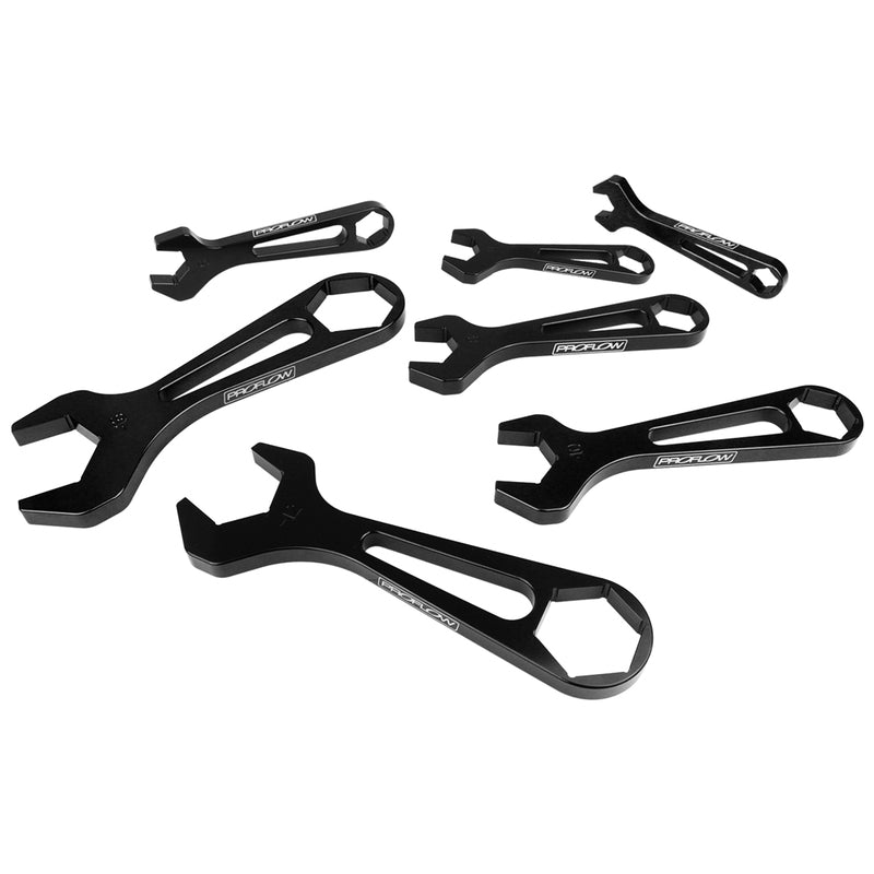 Proflow AN Wrench Set 7 Piece - Billet Aluminium Black Anodised (PFE430-KIT) by SS Racetech Rods & Customs