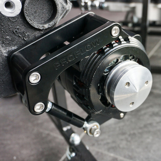 PFEABSBC02BK Proflow Alternator Bracket, For Chevrolet Small Block, Passenger Side, Short Water Pump, Low Mount, Black Anodised - SS Racetech Rods & Customs