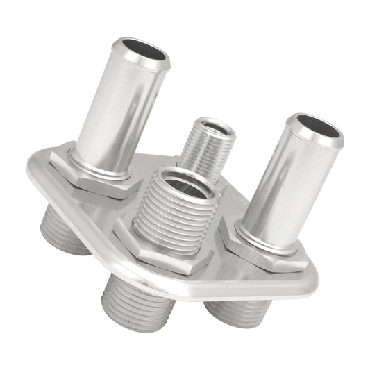 PFEACWP103 Proflow Firewall Bulkhead Aluminium Air Con 4 Port #6, #10 Inline, Polished - SS Racetech Rods & Customs