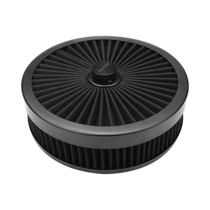 PFEAF-230076B Proflow Air Filter Assembly Flow Top Round Black 9in. x 3in. Suit 5-1/8in. Flat Base - SS Racetech Rods & Customs