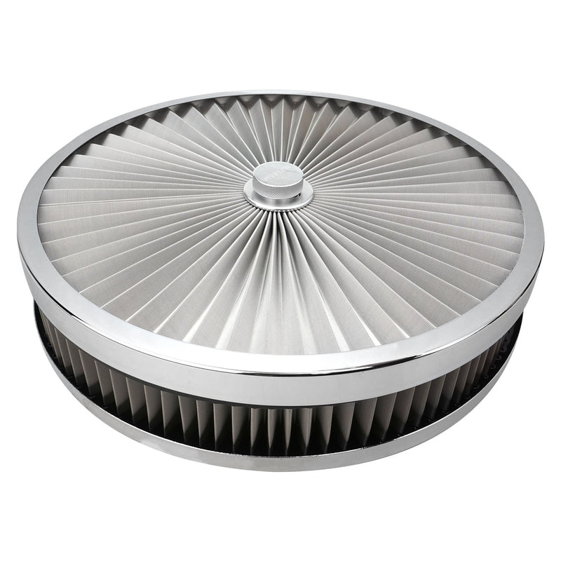 PFEAF-350076S Proflow Air Filter Assembly Flow Top Round Stainless Steel 14in. x 3in. Suit 5-1/8in. Neck Recessed Base by SS Racetech Rods & Customs