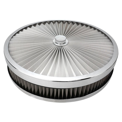 PFEAF-350076S Proflow Air Filter Assembly Flow Top Round Stainless Steel 14in. x 3in. Suit 5-1/8in. Neck Recessed Base by SS Racetech Rods & Customs