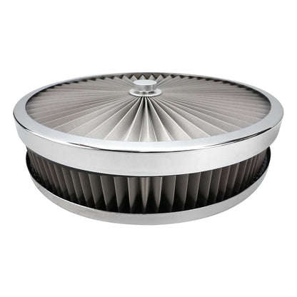 PFEAF-350076S Proflow Air Filter Assembly Flow Top Round Stainless Steel 14in. x 3in. Suit 5-1/8in. Neck Recessed Base by SS Racetech Rods & Customs
