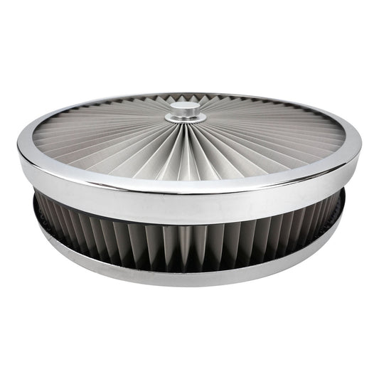 PFEAF-350076S Proflow Air Filter Assembly Flow Top Round Stainless Steel 14in. x 3in. Suit 5-1/8in. Neck Recessed Base by SS Racetech Rods & Customs