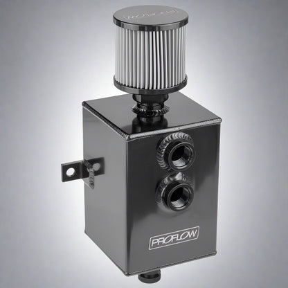 PFECC2-BK Proflow Oil Breather 2 Lt Tank, Catch Can, Square Aluminium, Black, Filtered Breather, Universal, Each - SS Racetech Rods & Customs