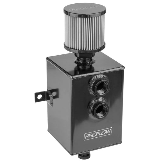 PFECC2-BK Proflow Oil Breather 2 Lt Tank, Catch Can, Square Aluminium, Black, Filtered Breather, Universal, Each
