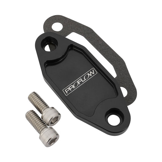 PFEFB-104BK Proflow Fuel Pump Block-Off Plate, Aluminium, Black Anodised, For Ford 302-351C, Each - SS Racetech Rods & Customs