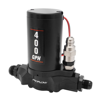 Proflow Fuel Pump, Electric, 400 GPH, 12-20 PSI, E85, AN12 ORB Inlet/Outlet, External Bypass, Black - PFEFS12400 by SS Racetech Rods & Customs