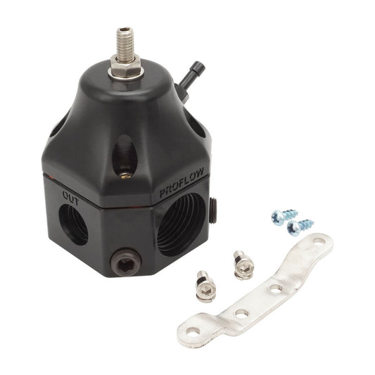 PFEFS13204 Proflow Fuel Pressure Regulator, Carburettor Bypass, 4-13 PSI, 4-Port, Billet Aluminium, Universal