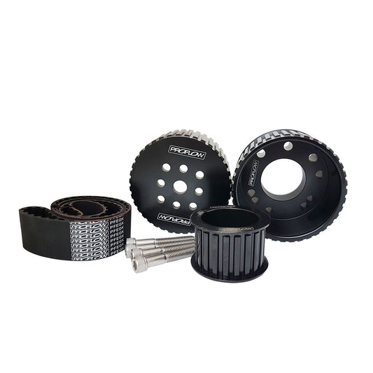 PFEGK80251BK Proflow Pulley Kit, Billet, Black Gilmer Drive, belt SB For Chevrolet, Short Water Pump