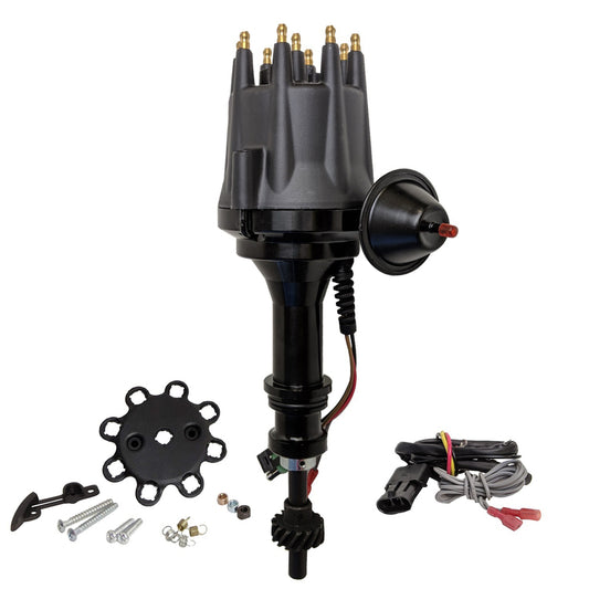 PFEID310R Proflow Distributor, Billet Black Ready-to-Run, Vacuum Advance, For Ford 302 351 Cleveland