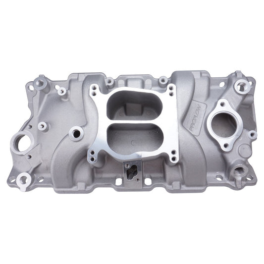 PFEM2101 Proflow Intake Manifold, AirDual , Aluminium, Natural, Square/Spread Bore, For Chevrolet, Small Block