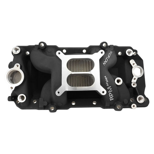 PFEM7561-BK Proflow Intake Manifold, RPM AIRMax, Aluminium, Black, Square Bore, Chevrolet, Big Block Oval Port, Each - SS Racetech Rods & Customs