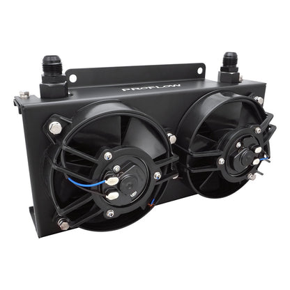 Proflow Ultra Pro Oil Cooler Kit 19 Row Dual Fan 625 CFM AN10 ORB Aluminium Black - PFEOC19-DF by SS Racetech Rods & Customs