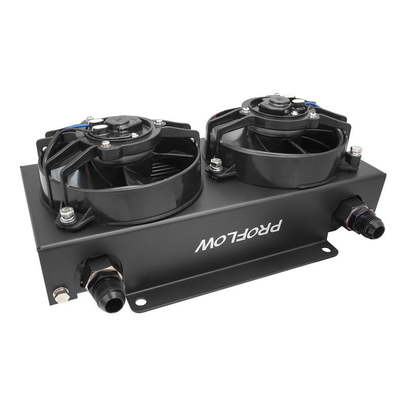Proflow Ultra Pro Oil Cooler Kit 19 Row Dual Fan 625 CFM AN10 ORB Aluminium Black - PFEOC19-DF by SS Racetech Rods & Customs
