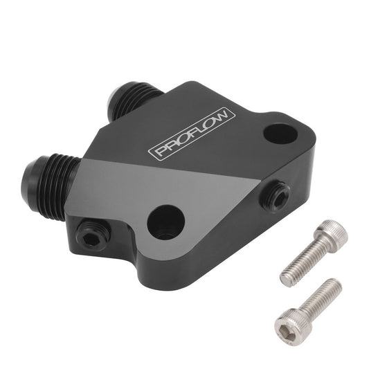 PFEOSTOPLS Proflow Adapter, Oil Cooler, Billet Aluminium, Black Anodised, Male -10, With Line Port GM, LS, - SS Racetech Rods & Customs