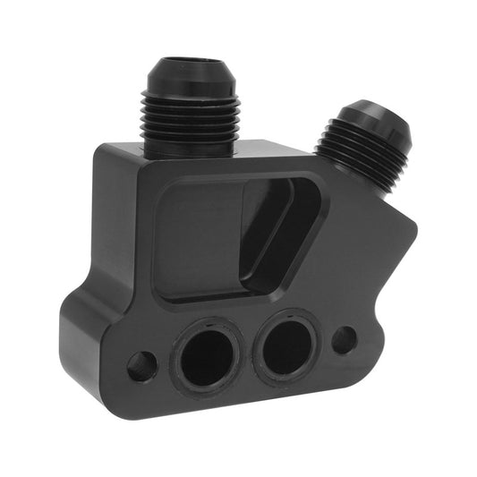 PFEOSTOPLS Proflow Adapter, Oil Cooler, Billet Aluminium, Black Anodised, Male -10, With Line Port GM, LS, - SS Racetech Rods & Customs