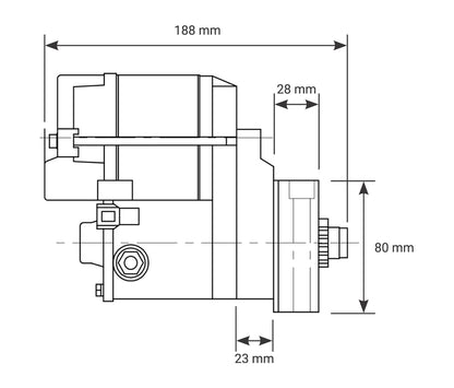 Proflow Starter Motor PowerTorque Mini, For Holden Commodore/Torana V8 253/308, 2kW, Black Wrinkle - PFEPM308HD by SS Racetech Rods & Customs