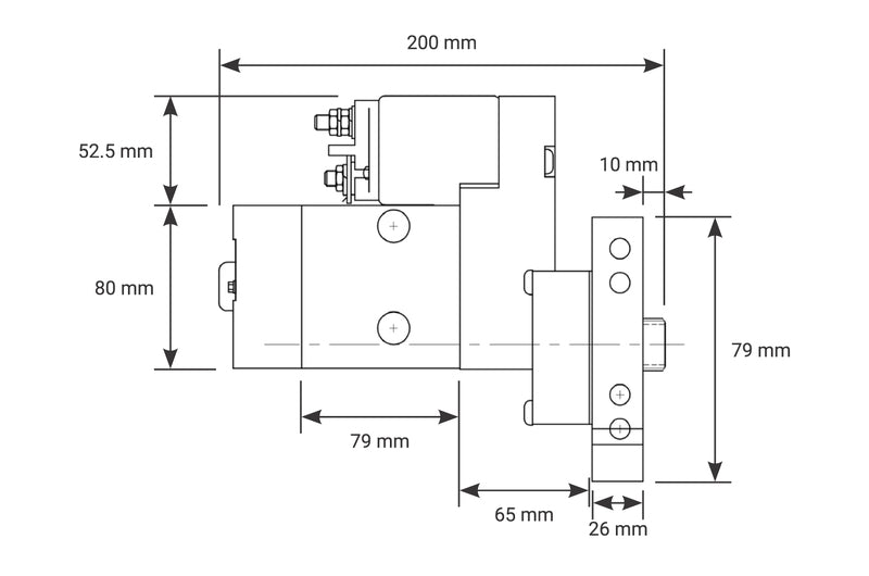 PFEPM9004 Proflow Starter Motor Power Torque Mini Black For Chevrolet V8 2.0kW 153/168T