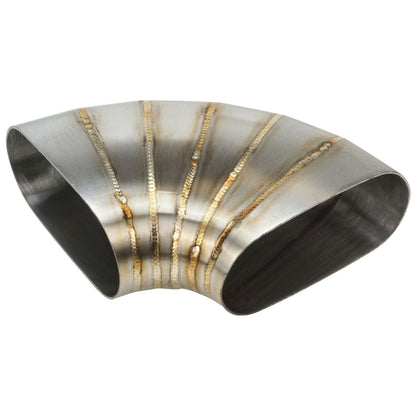 Proflow Pie Cut Welded Oval Tube Horizontal 304 Stainless Steel, 4.0 in. 90 deg - PFESS-PCHW400-90