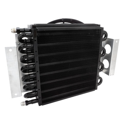 PFETC900 Proflow Transmission Cooler & Fan Kit, Duel Core Black Powder coat, 1 in x 11.50 in, Tube & Fin, 10in. Fan 650CFM, AN6 Inlet, Outlet