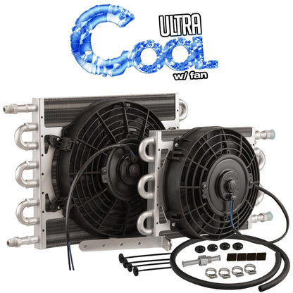 PFETCF211 Proflow Transmission Cooler & Fan Kit Natural, 7.5 in x 12.50 in, Tube & Fin, 10in. Fan 350CFM, AN6 Inlet, Outlet